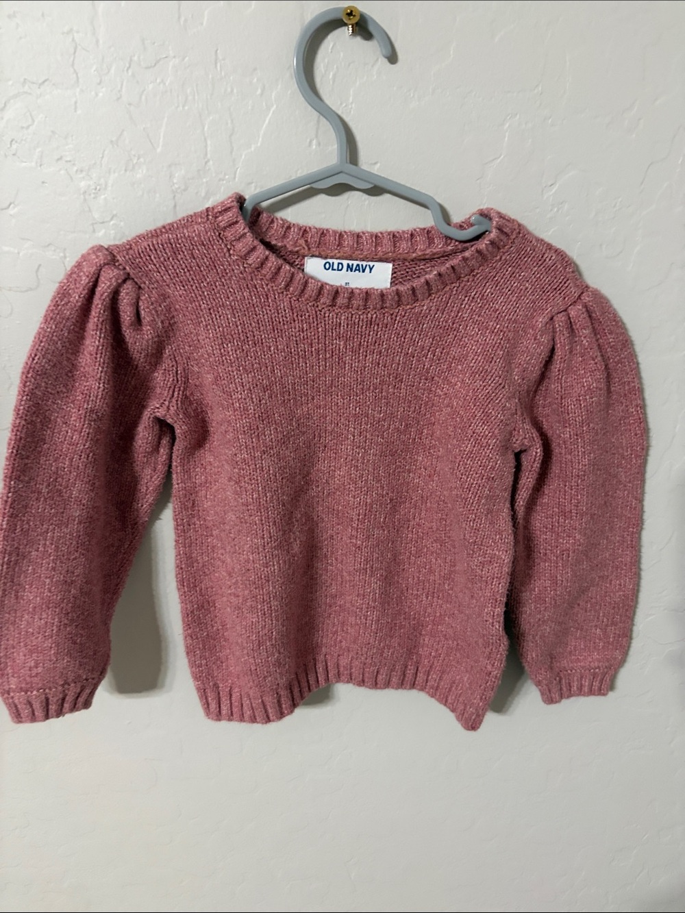 Old Navy Rose Pink Puff-Sleeve Knit Sweater